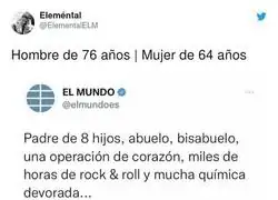 As&iacute; es la diferencia de titulares de 'El Mundo' cuando habla de un cantante de 76 a&ntilde;os y de una mujer cantante de 64 a&ntilde;os
