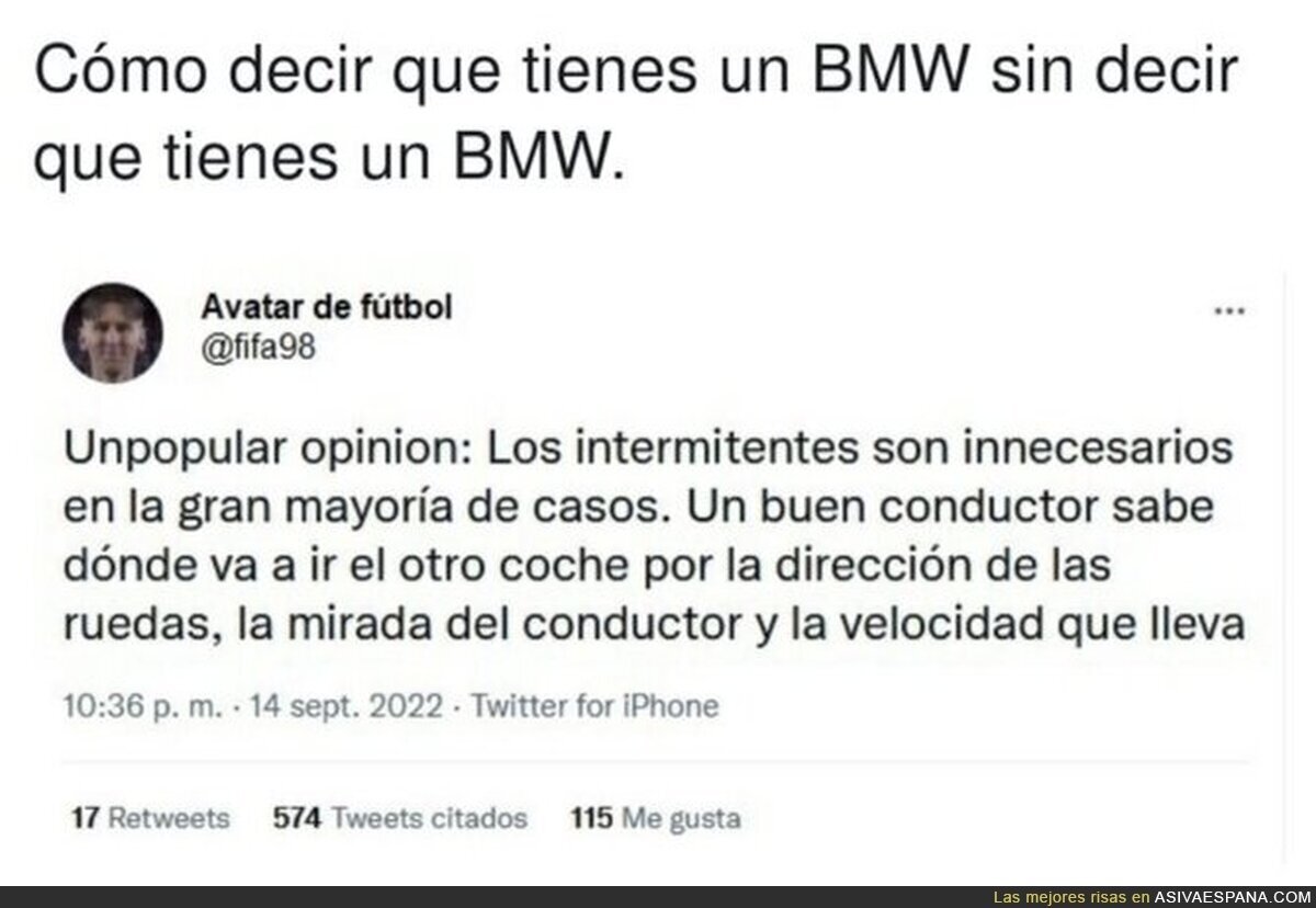 ¿Y de noche por una carretera sin alumbrado también ve las ruedas delanteras del vehículo que va a girar?, por @chuckiclampy