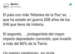 Surrealista lo del Premio Nobel de la Paz