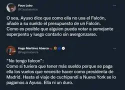 "Yo no tengo Falcon" ...imprescindible para que un Presidente aut&oacute;mico se desplace por Madrid. Mientras callaba s&oacute;lo parec&iacute;a gilipollas