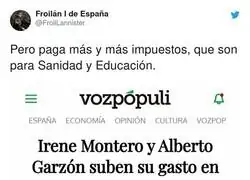 Los gastos de Irene Montero y Alberto Garz&oacute;n