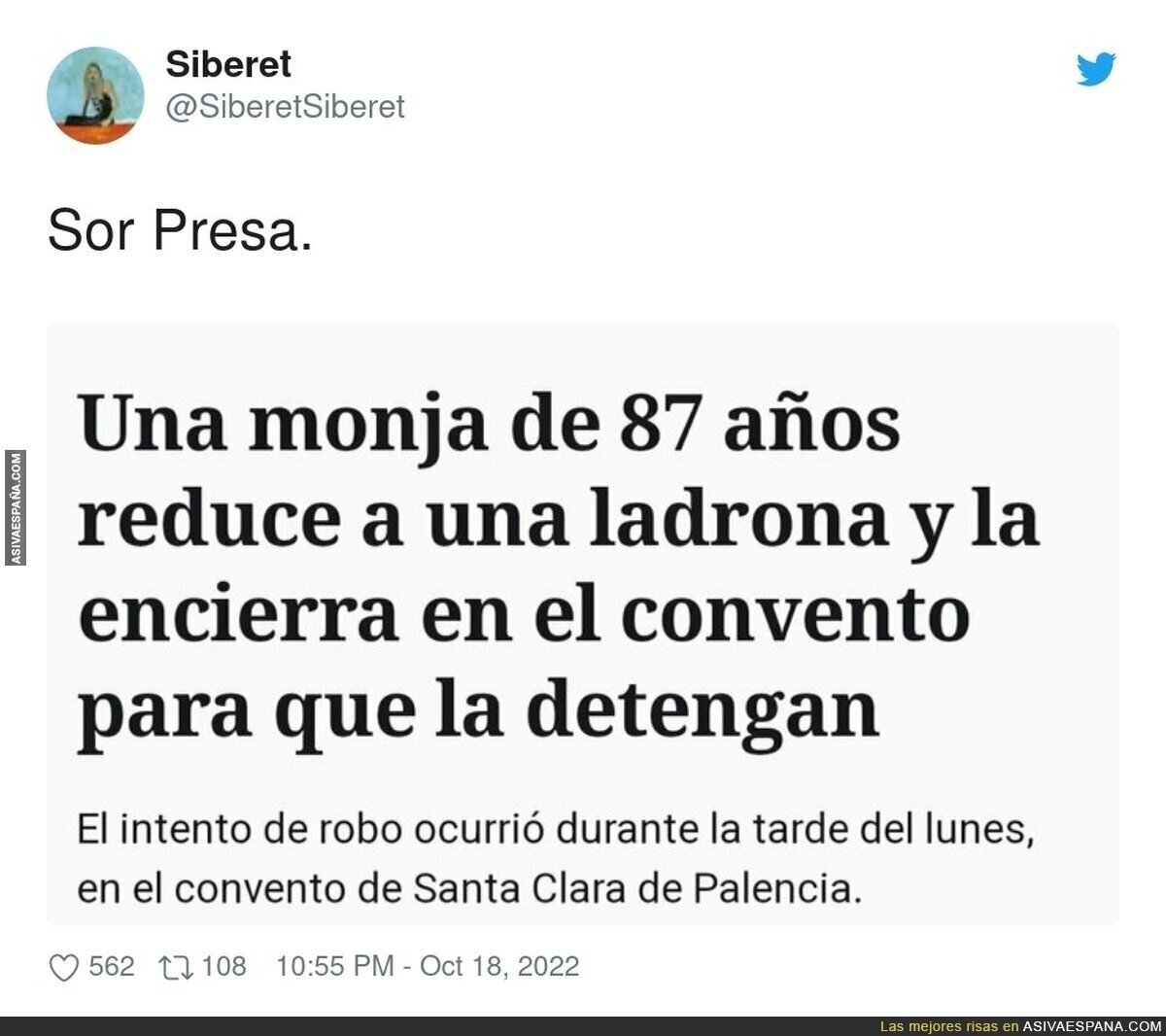 Acción inesperada de la monja