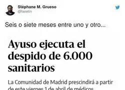 La acci&oacute;n de Isabel D&iacute;az Ayuso contra los m&eacute;dicos