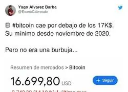 El Bitcoin cuesta abajo y sin frenos