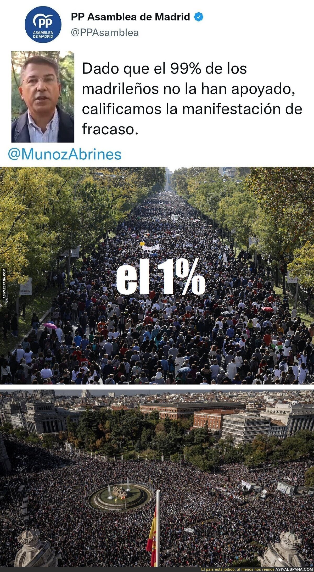 El portavoz del PP en la Asamblea de Madrid conoce el empadronamiento de cada uno de los 300.000 manifestantes
