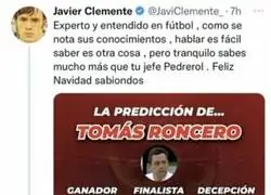 Tom&aacute;s Roncero le devuelve este rev&eacute;s a Javier Clemente tras sacarle su predicci&oacute;n del Mundial