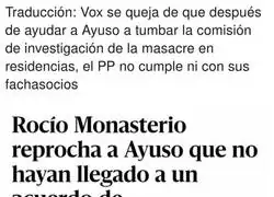 VOX se siente traicionado por el PP
