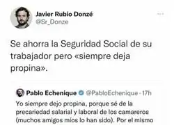 La propina que deja Pablo Echenique