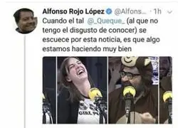 Quequ&eacute; se queda a gusto respondiendo a Alfonso Rojo