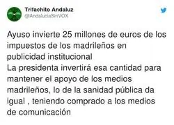 Ayuso invierte dinero a sus grandes aliados