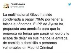 El buen trato de Ayuso a Glovo