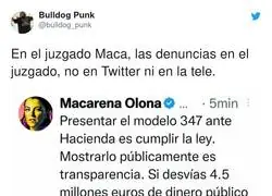 Macarena Olona sigue se&ntilde;alando a VOX aunque no se atreve a denunciarlo
