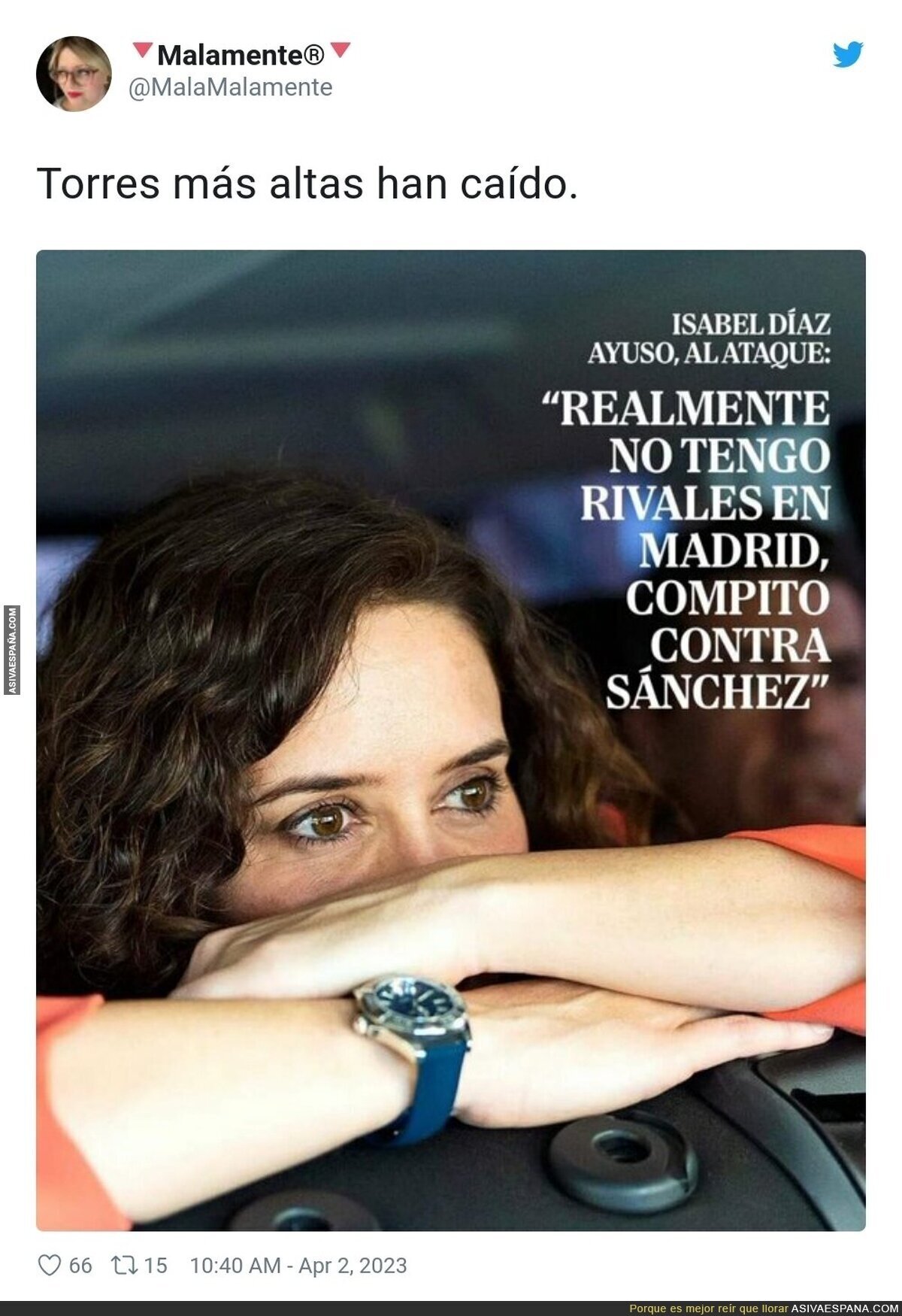 Isabel Díaz Ayuso y su rival directo