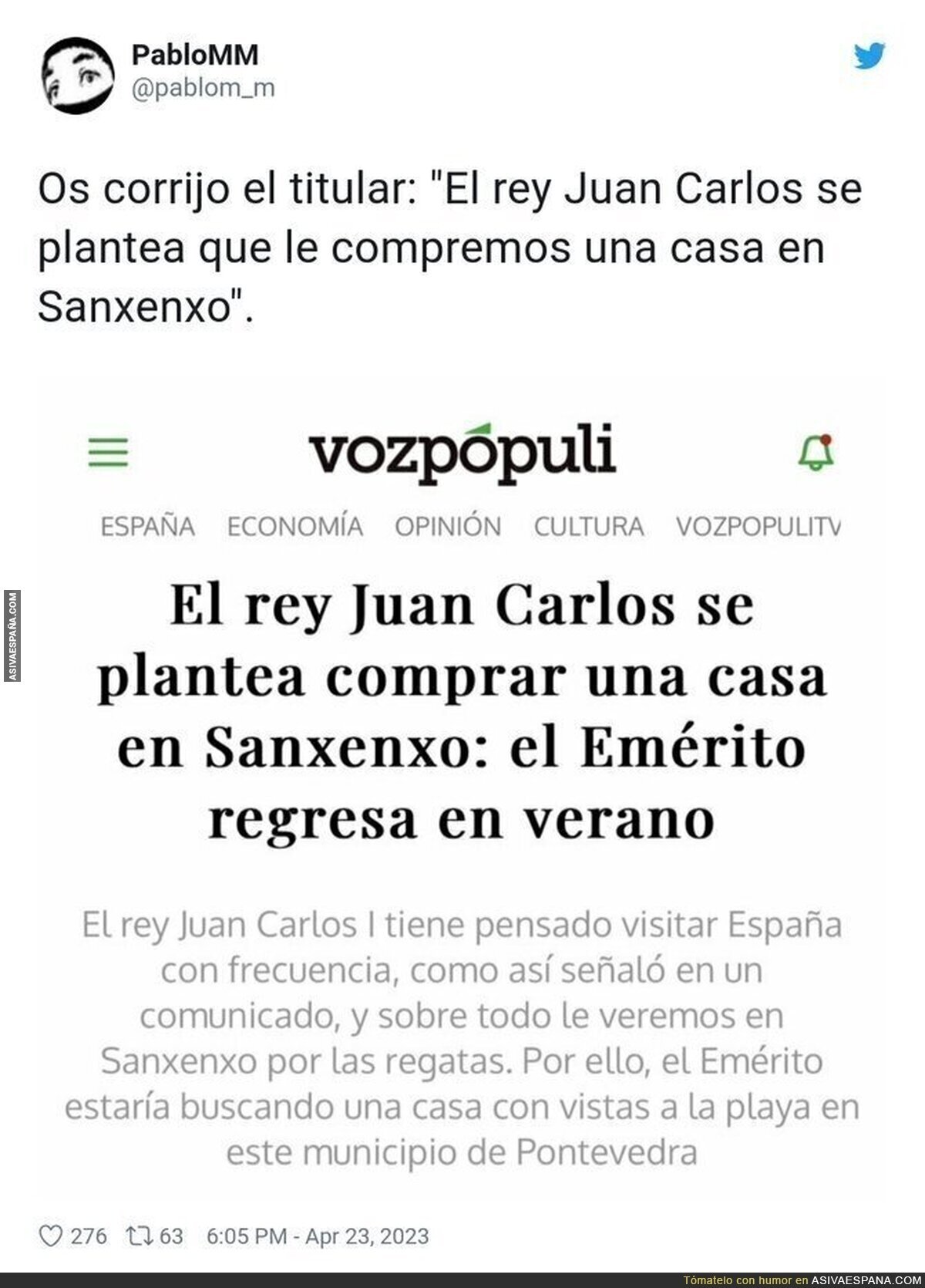 El Rey sigue viviendo a costa de los españoles