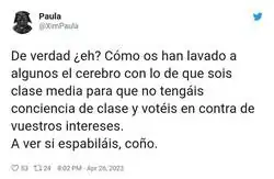 Hay que pensar m&aacute;s en la clase en la que est&aacute;s