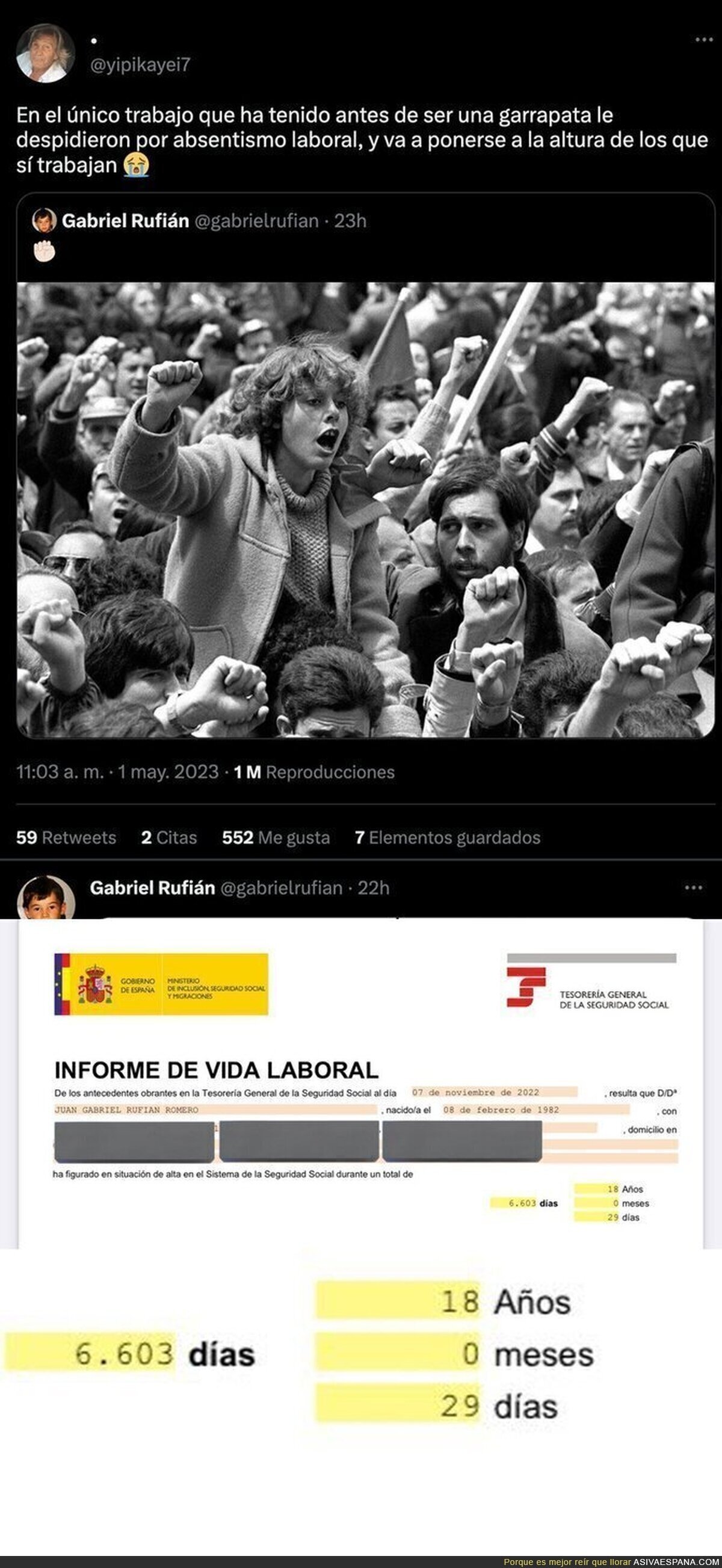El revés monumental de Gabriel Rufián a una persona que le acusa de no haber trabajado