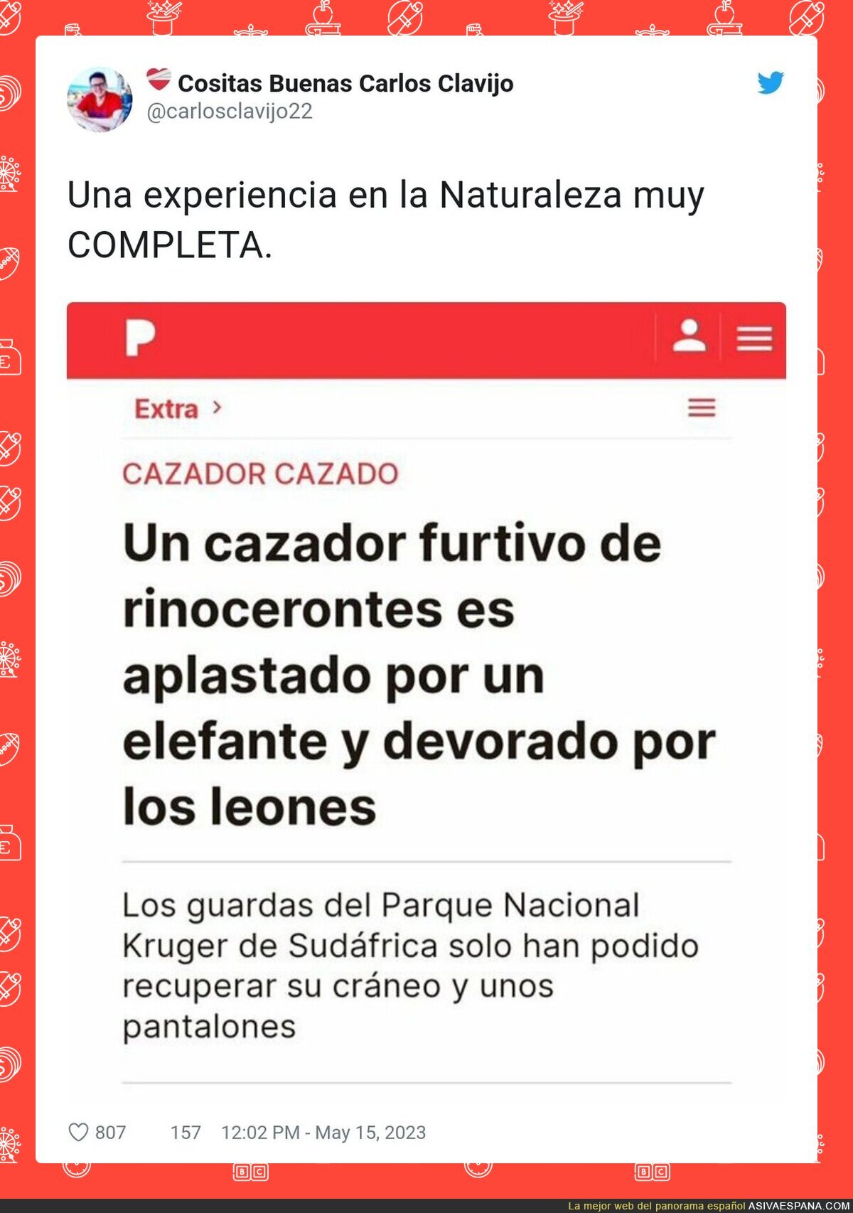 Y encima llevaba pantalones de material no biodegradable = MAL, por @carlosclavijo22