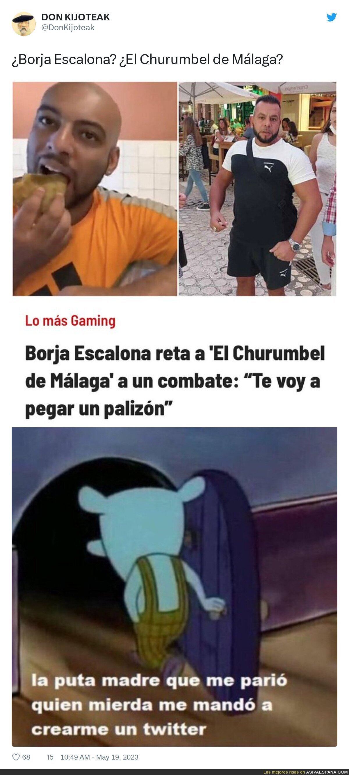 No sé quién es el Churrumbel de Málaga, pero tiene toda mi simpatía en este asunto, por @DonKijoteak