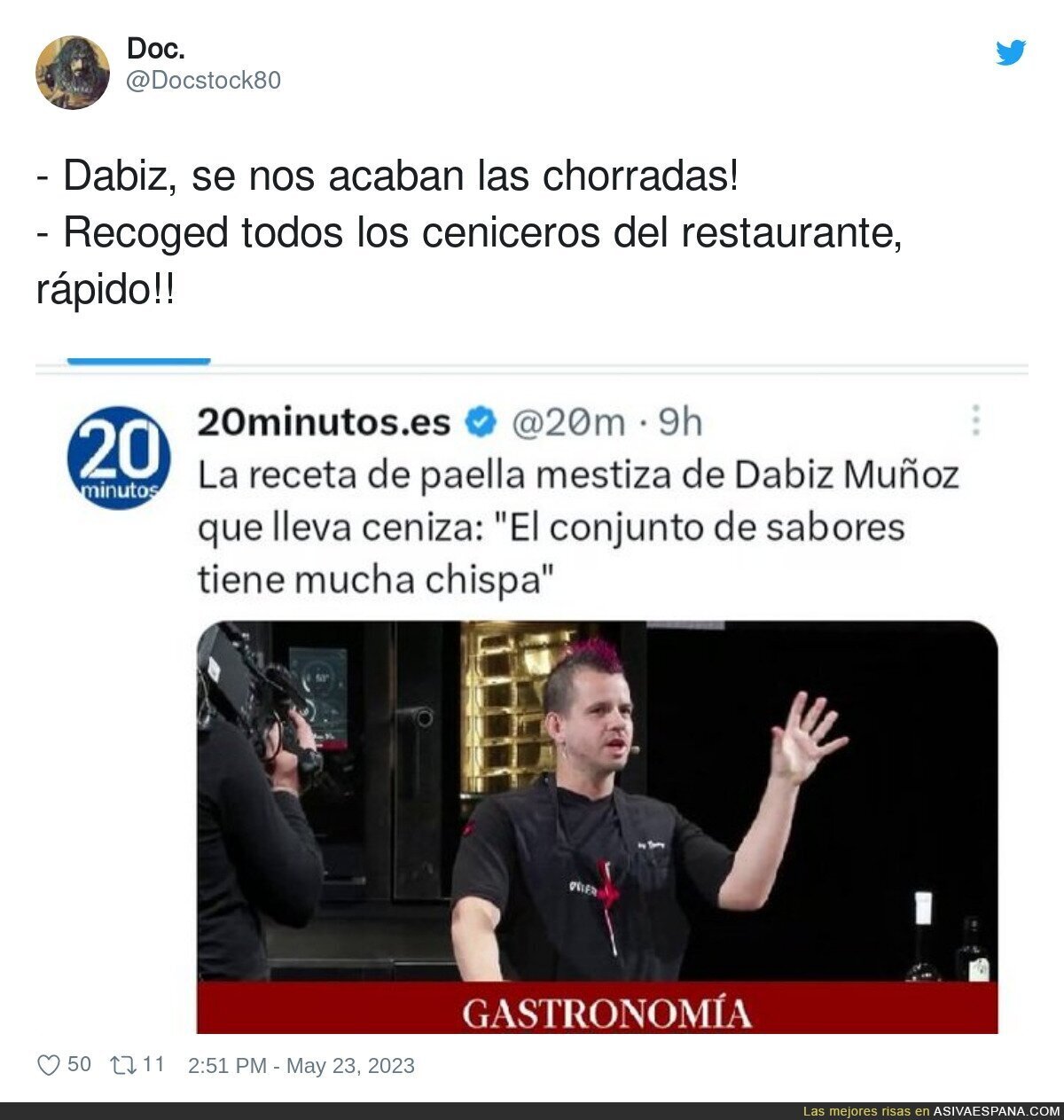 Que le eche mierda, estaría que te cagas de rica, por @Docstock80