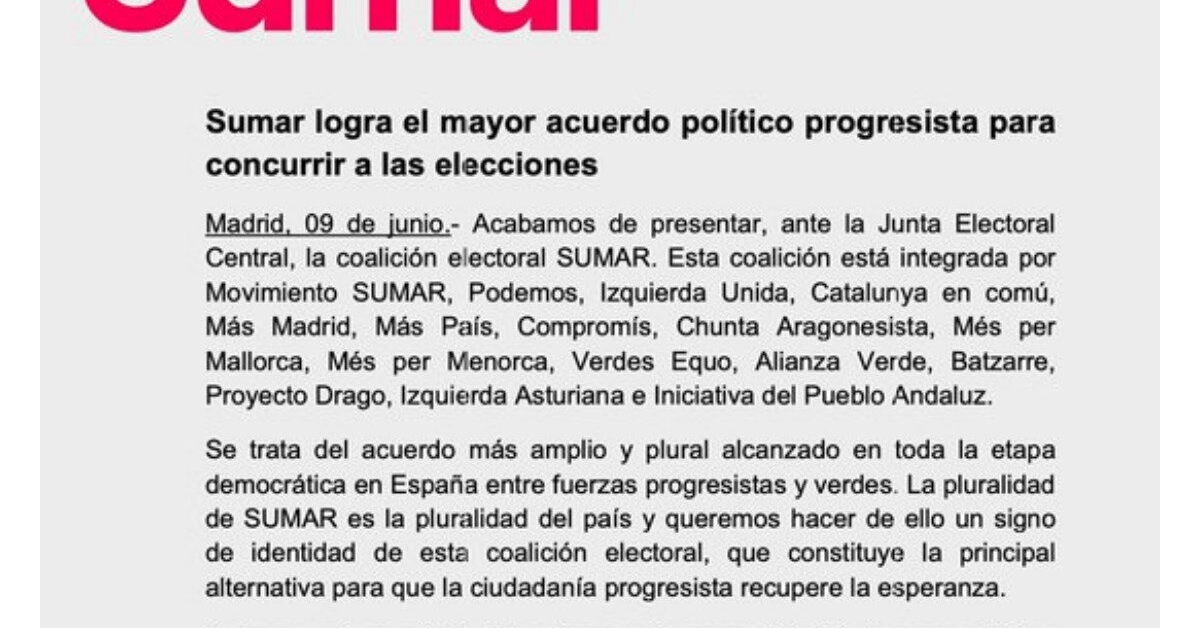 SUMAR y Podemos llegaron a un acuerdo para las elecciones del 23J