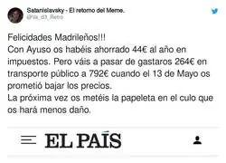 Las promesas que no se cumplen de Ayuso