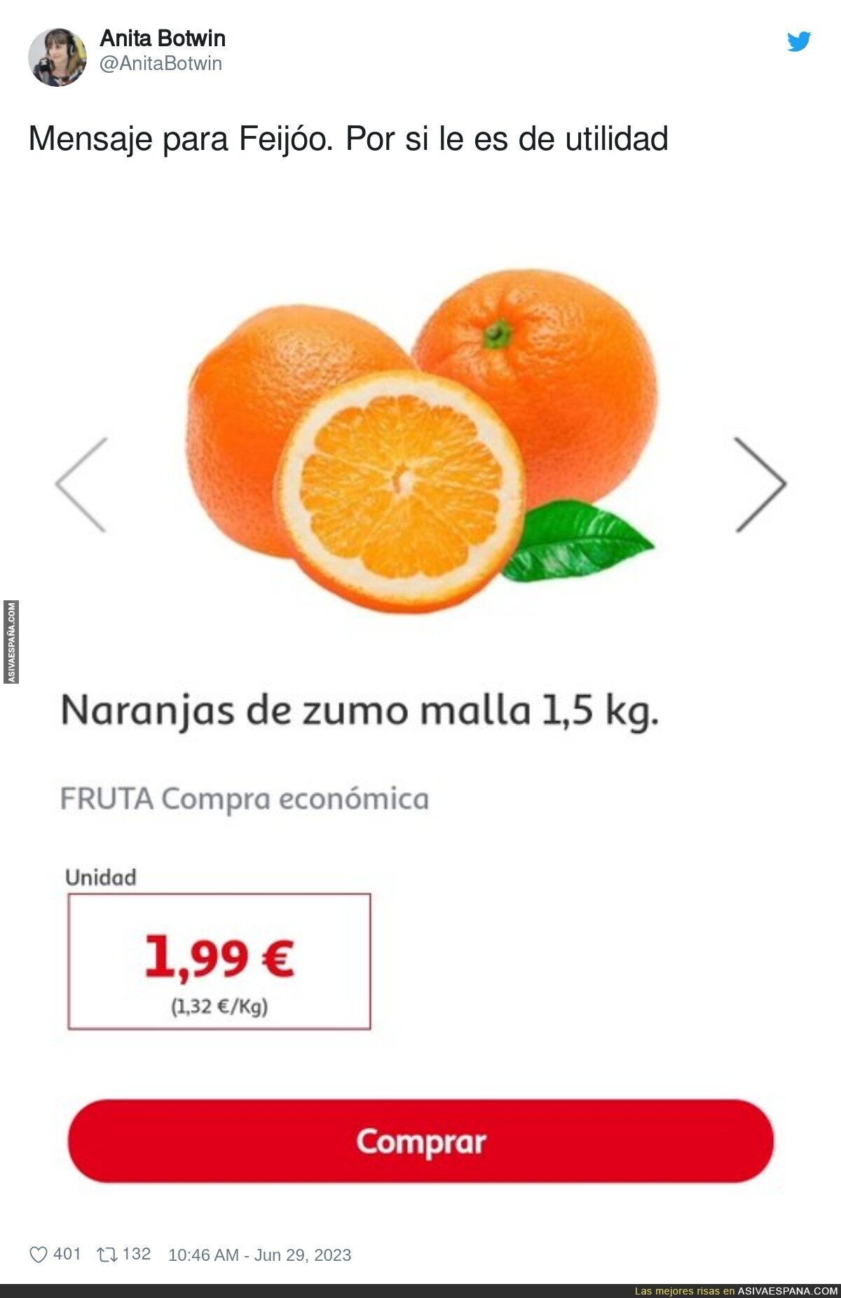 Un precio que Feijóo desconoce