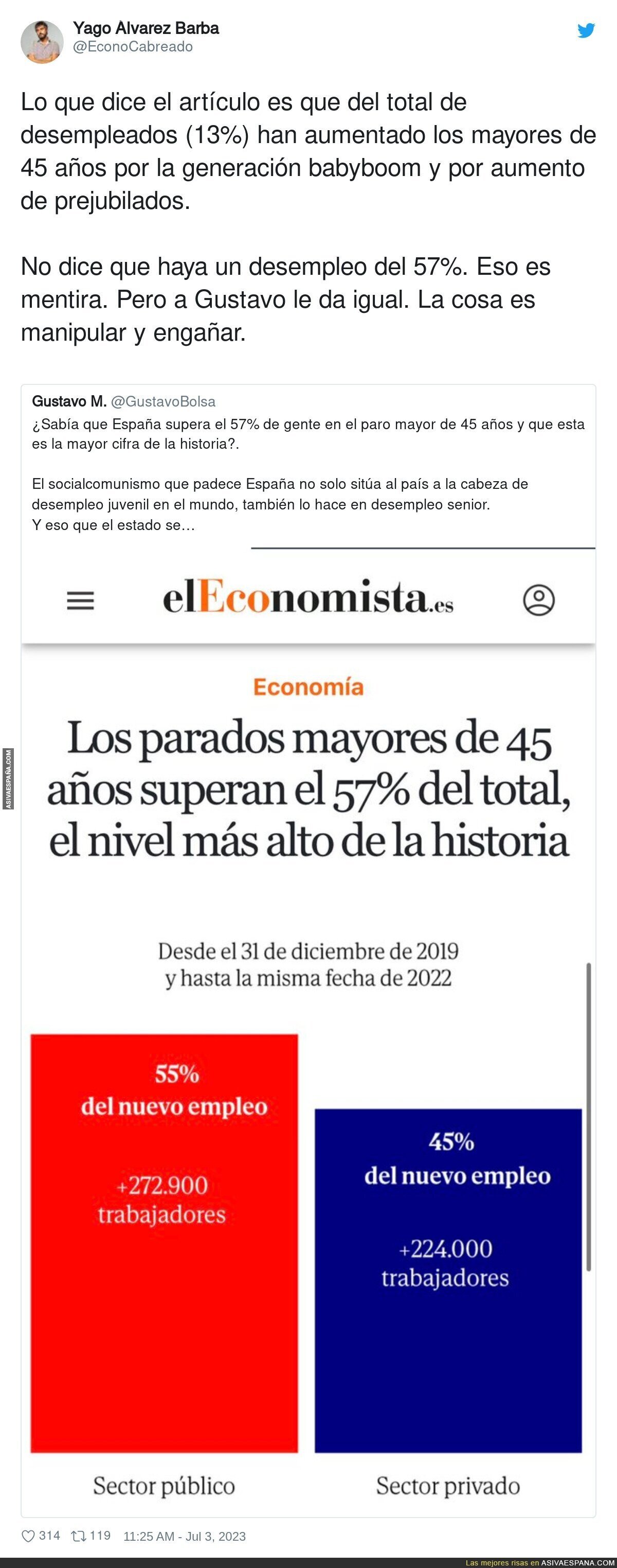 El polémico dato de desempleados de > 45 años