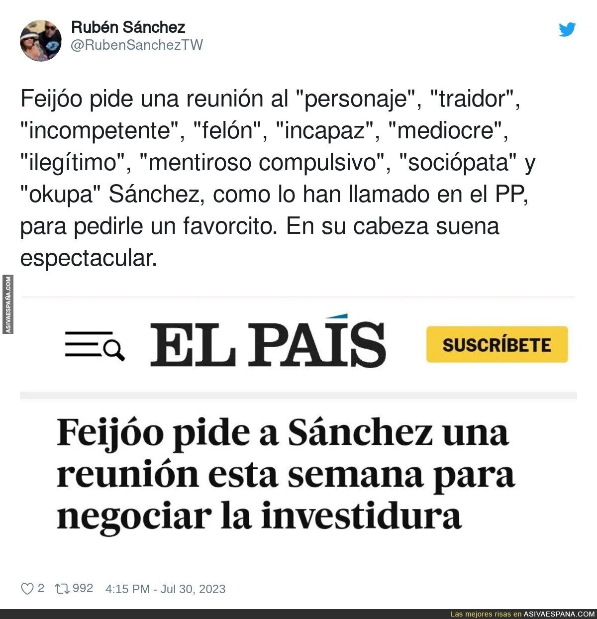 Feij&oacute;o ahora es amable con Pedro S&aacute;nchez