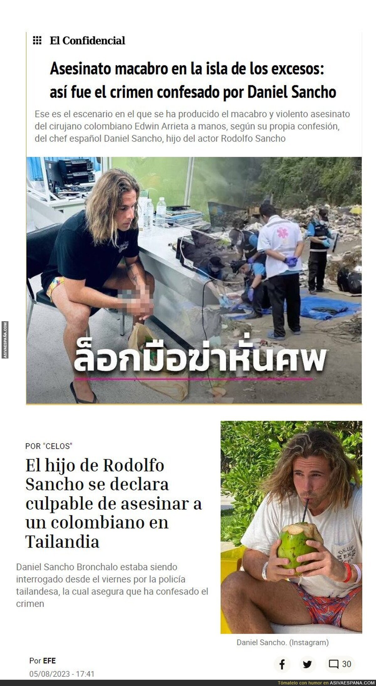Daniel Sancho (hijo de Rodolfo Sancho y nieto de Sancho Gracia). Chef de día, descuartizador de noche