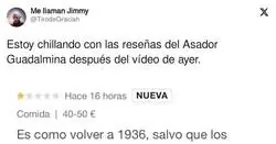 Estoy llorando con las rese&ntilde;as del Asador Guadalmina despu&eacute;s del v&iacute;deo del due&ntilde;o