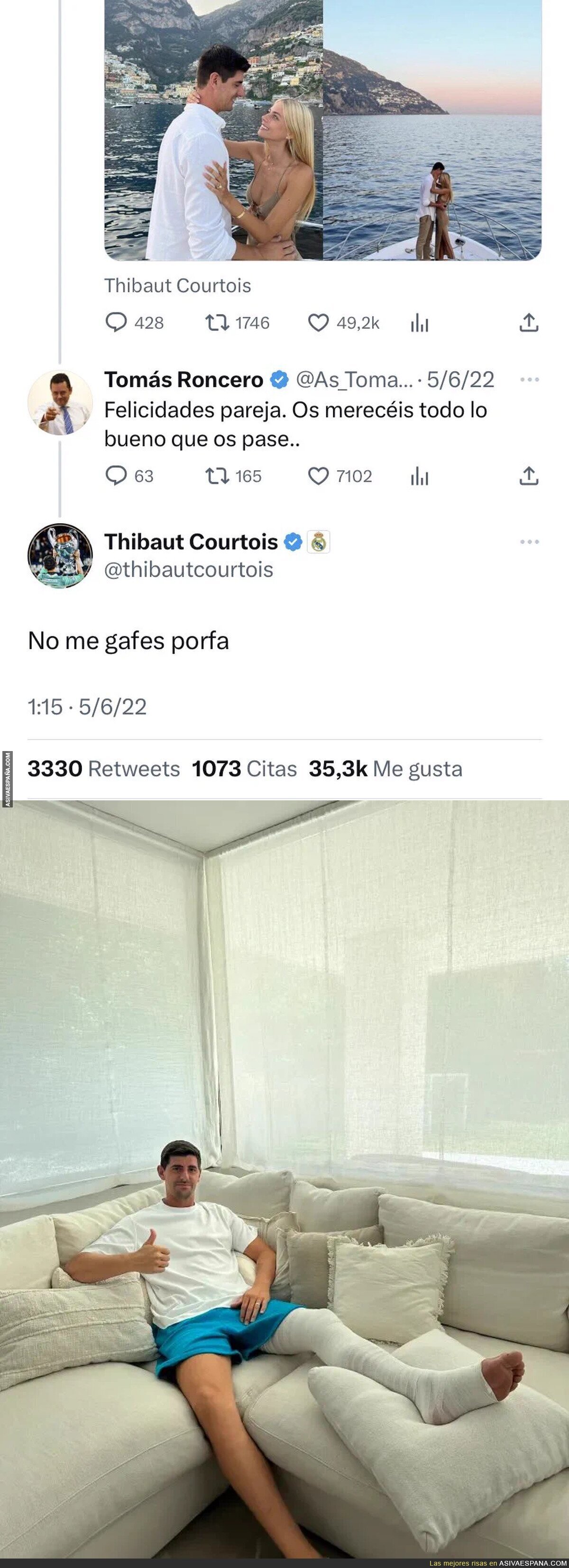 Courtois fue gafado por Roncero
