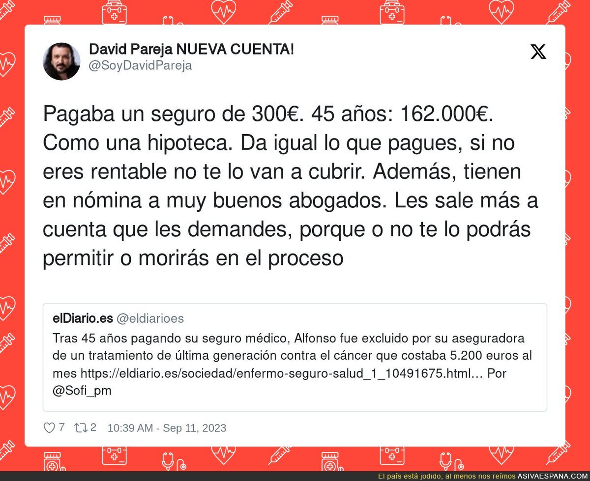 Pagar un seguro en España es inútil cuando te pasa algo grave