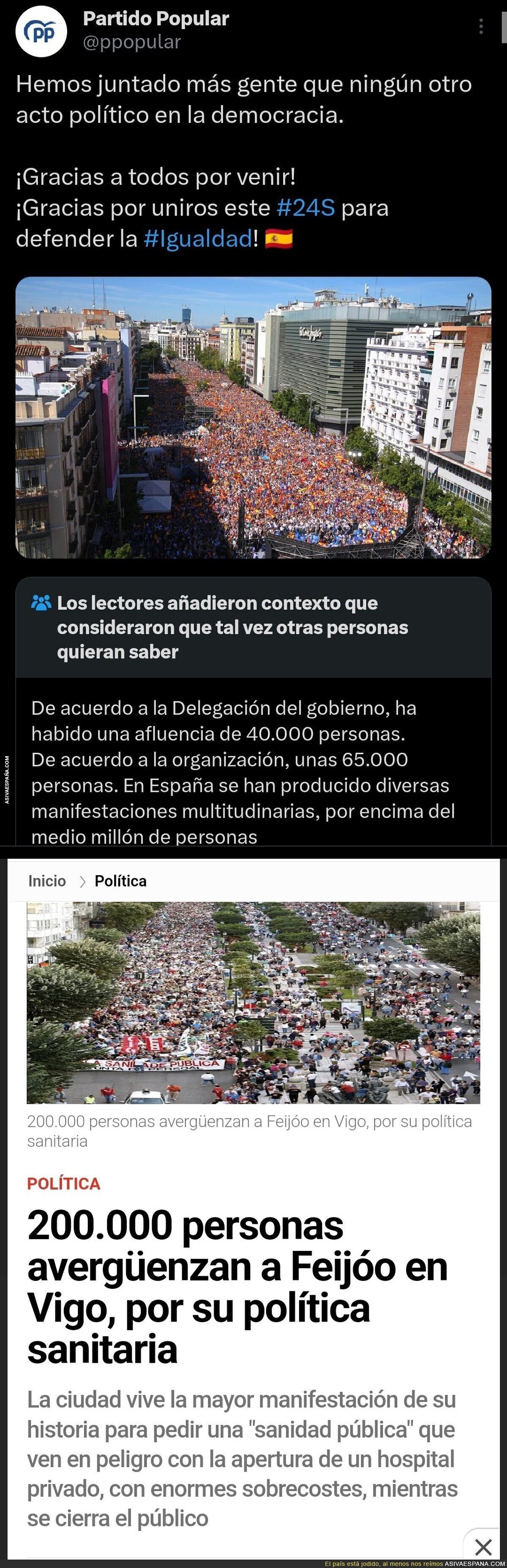 Las mentiras del PP sobre su manifestación