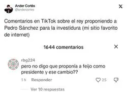 Comentarios en TikTok sobre el rey proponiendo a Pedro S&aacute;nchez para la investidura
