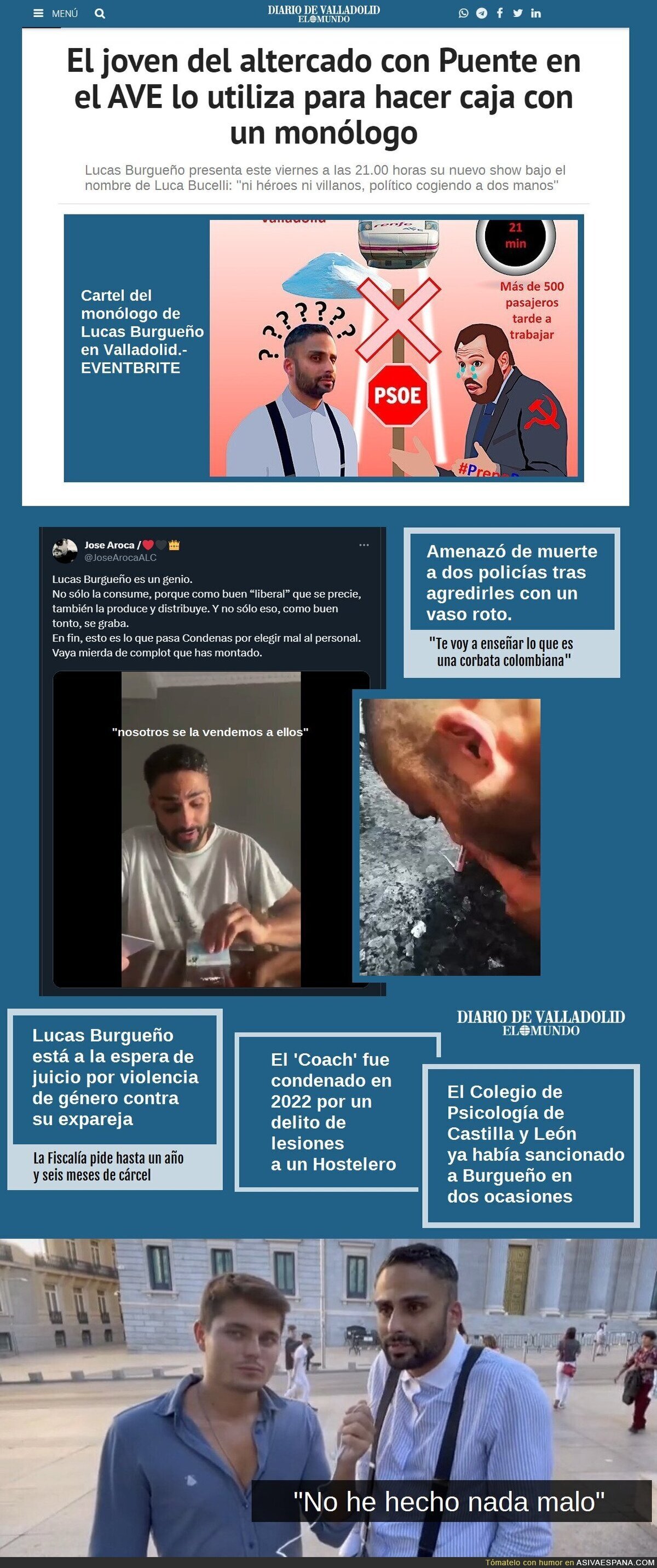 Miguel Lago ha inspirado en lo de facturar con monólogos fachas al acosador de Oscar Puente