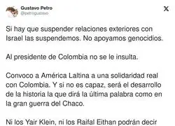 Gustavo Petro se posiciona totalmente en contra de Israel