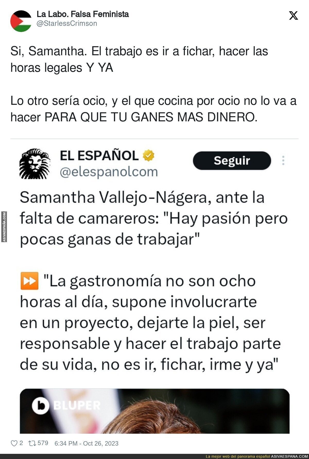 Samantha quiere otra cosa en el trabajo