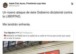 El PSOE luchando contra la gente que va a rezar el Rosario a su sede