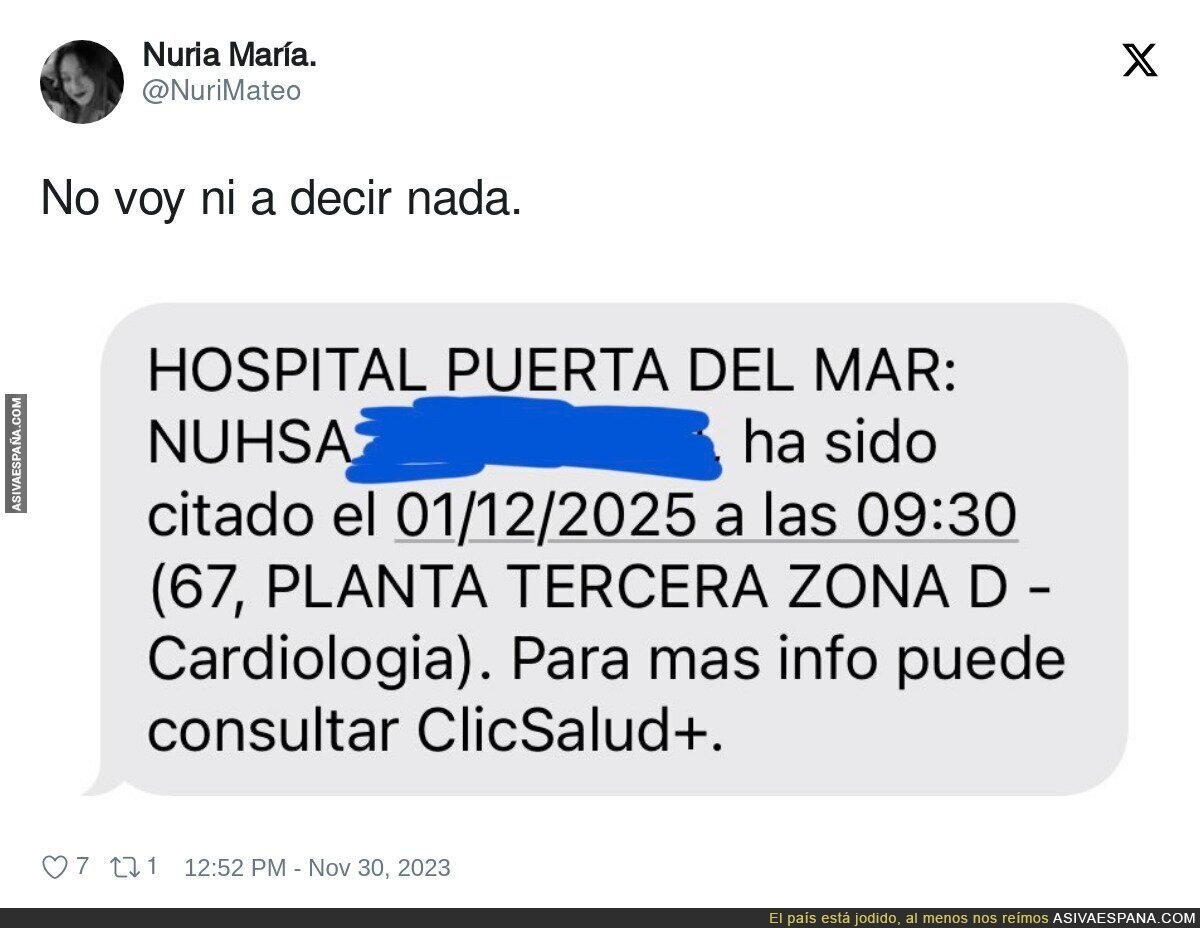 Muy fuerte como está la Sanidad en temas tan serios