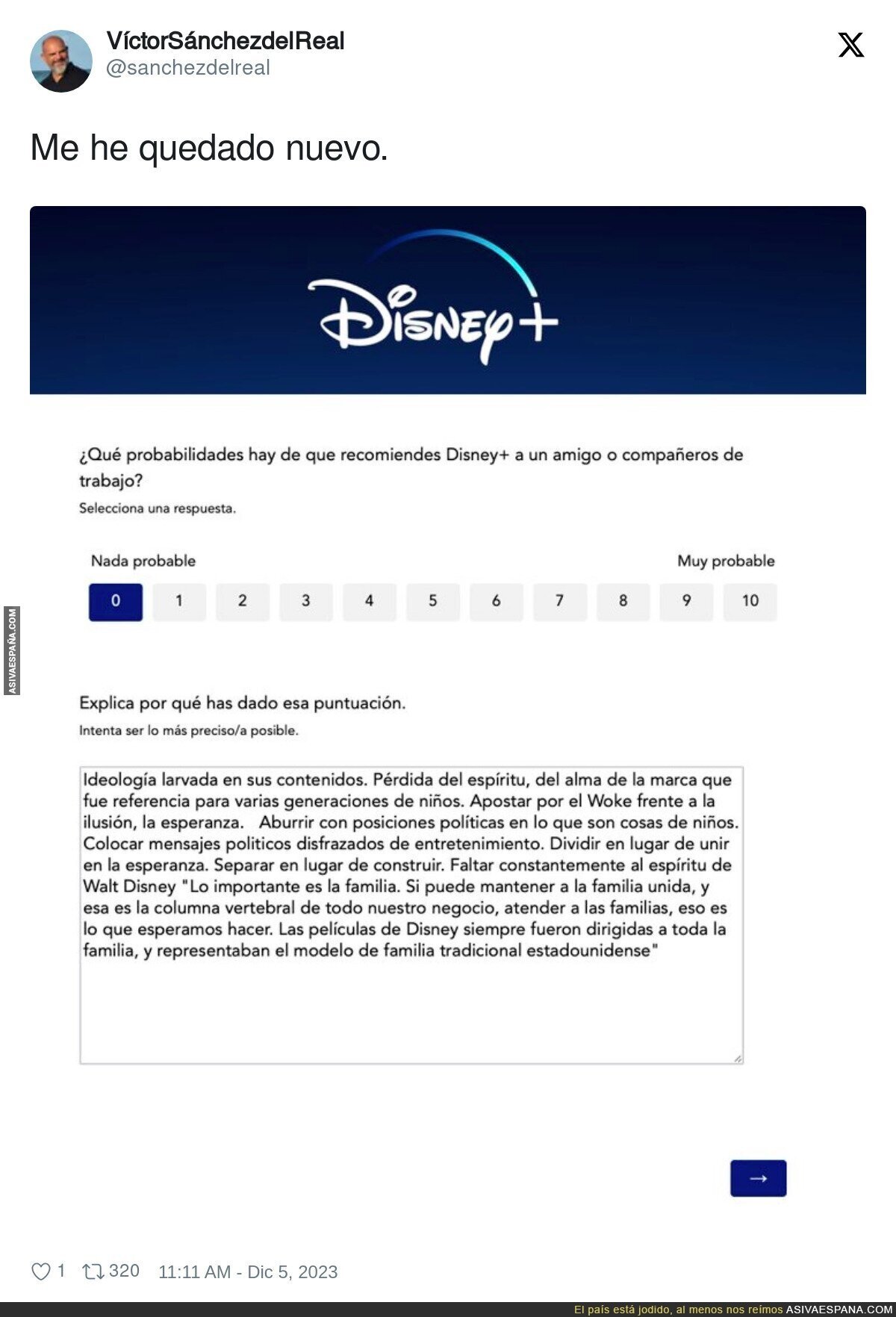 Mensaje de despedida para Disney+