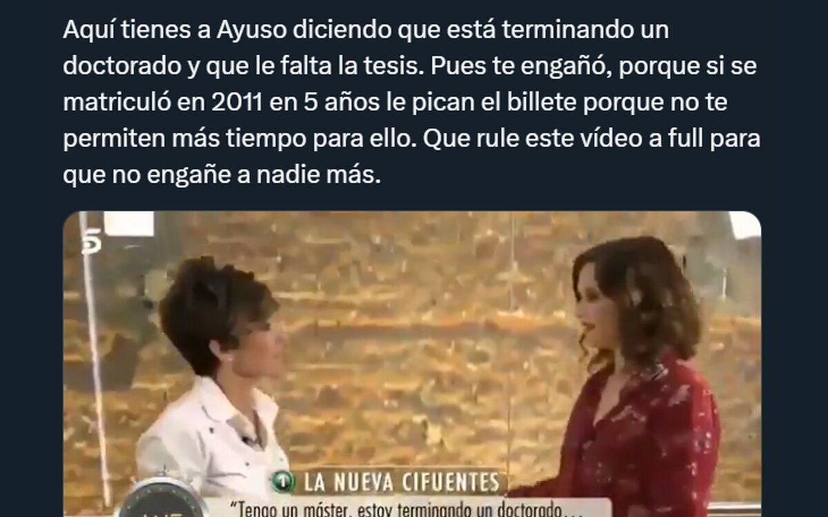 Ayuso tiene un CasiDoctorado