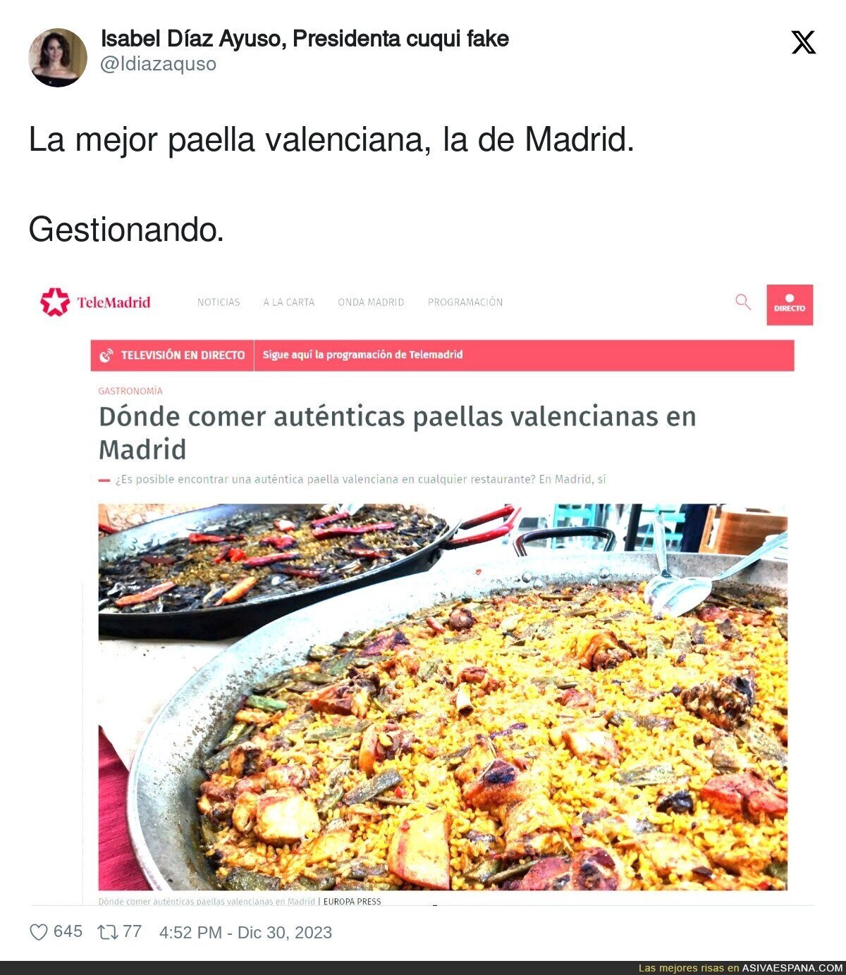 Nada como la paella madrileña