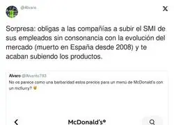 As&iacute; ha subido el precio en McDonalds con la subida de salarios
