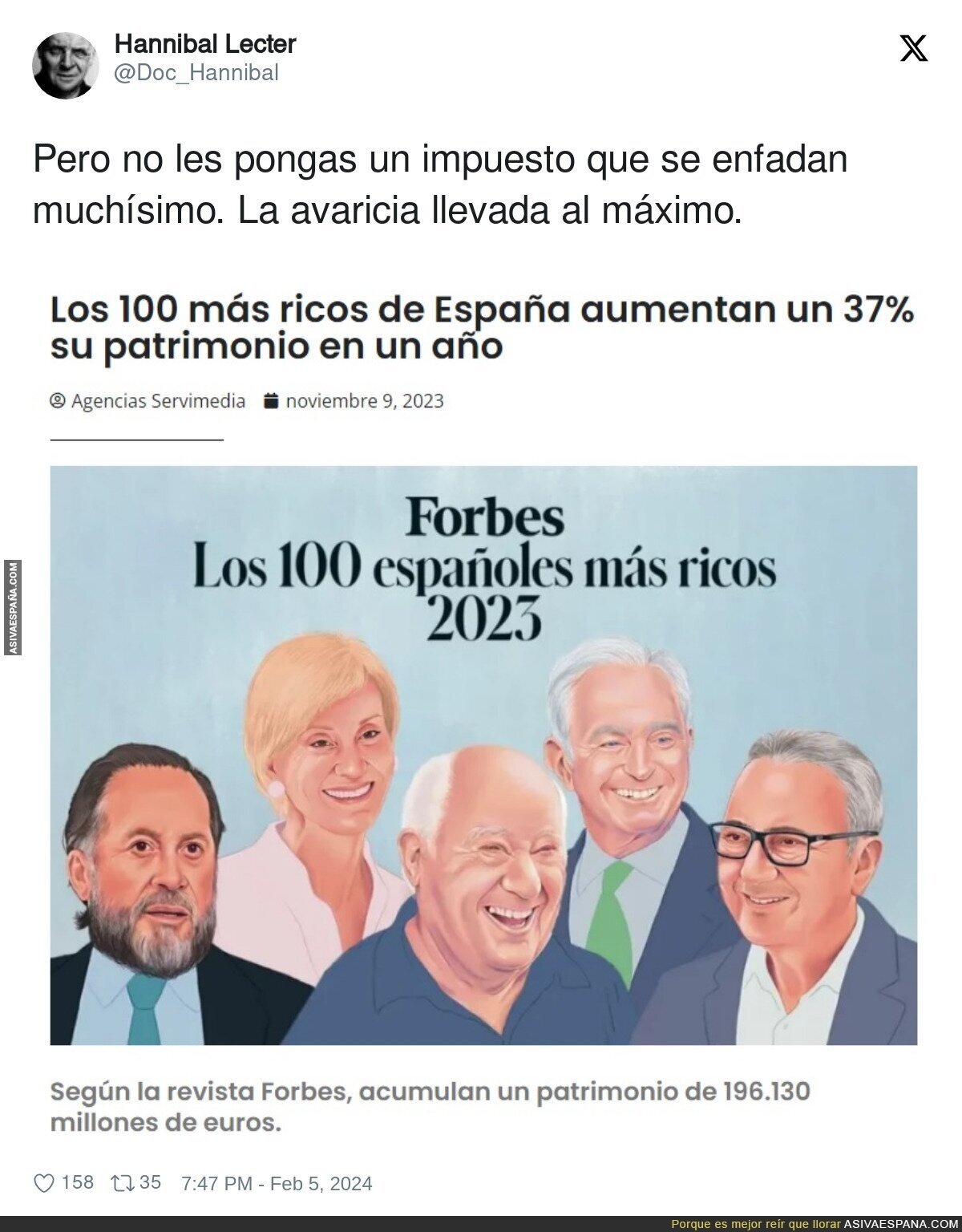 La avaricia de los ricos