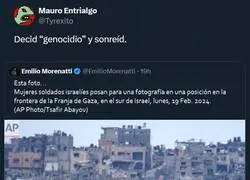 La aniquilaci&oacute;n de la poblaci&oacute;n de Gaza celebrado con un selfie