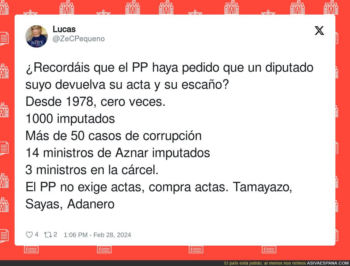 Que poco se habla de la jeta tan dura del PP