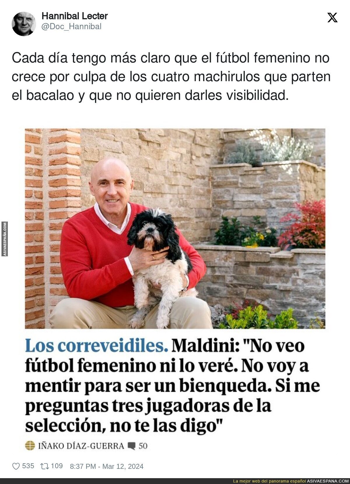 Maldini no tiene ningún interés por el fútbol femenino