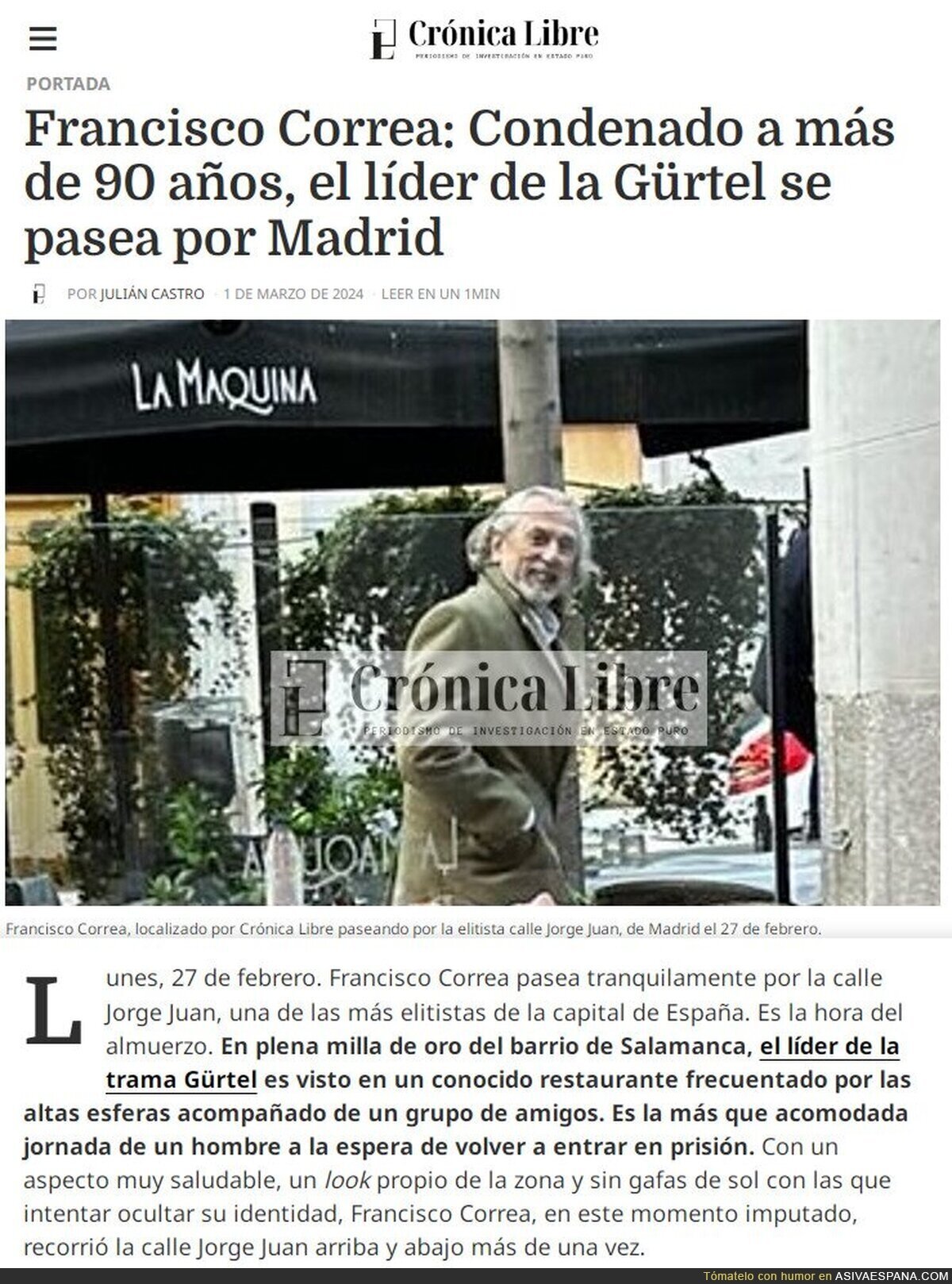 A tu ex no te la encuentras, pero te cruzas con lo más corrupto del PP en la "milla de oro" de Madrid