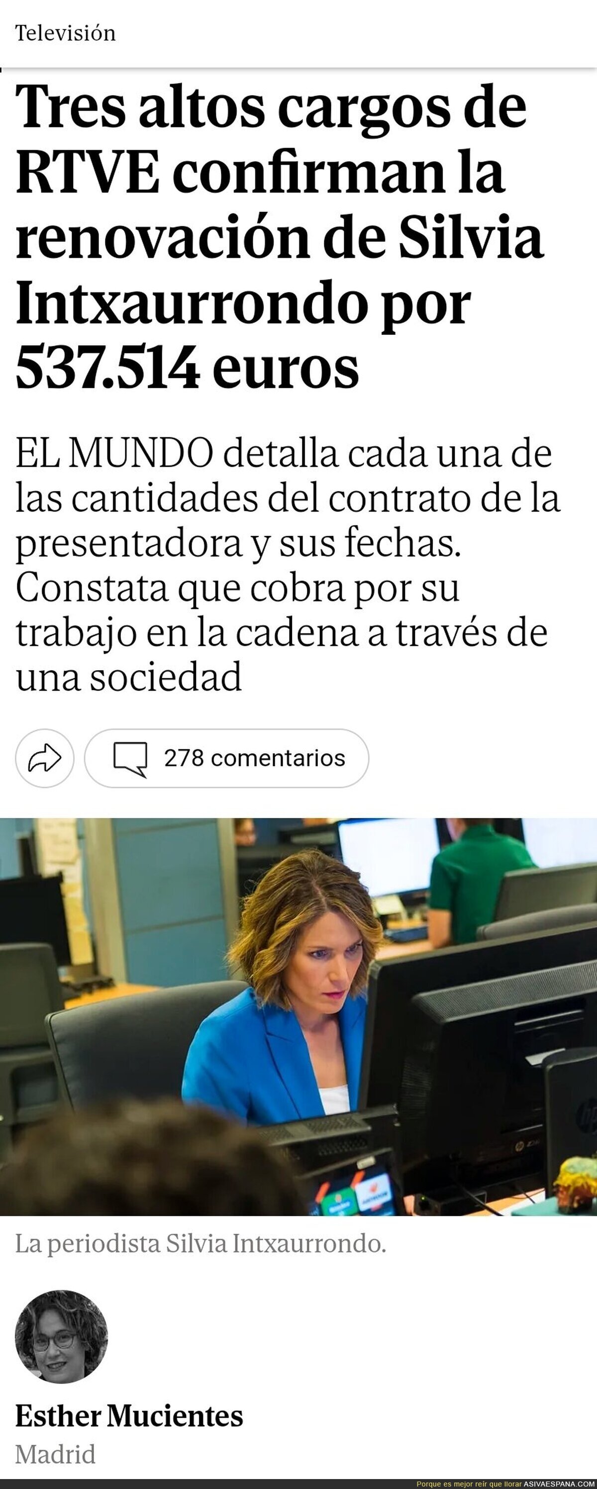 Sigue la pelea Silvia Intxaurrondo y El Mundo
