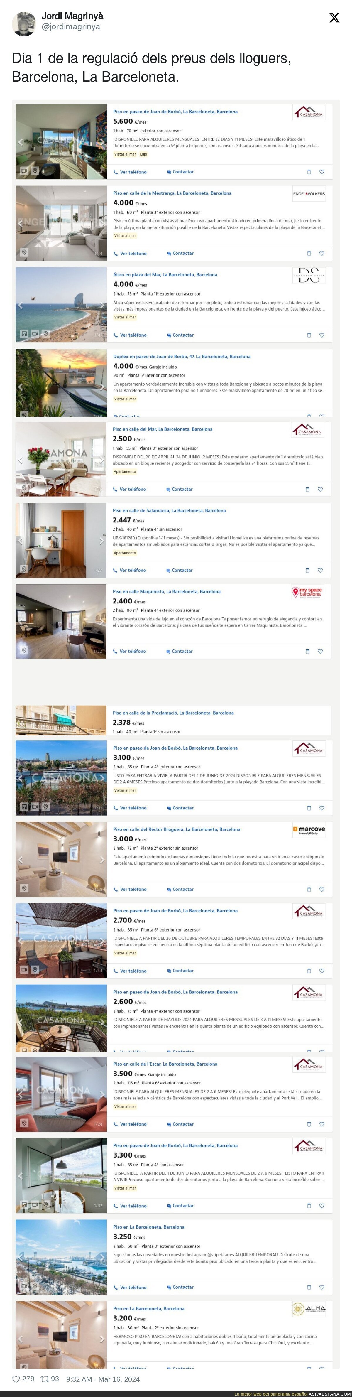 El escandaloso precio de los alquileres en La Barceloneta